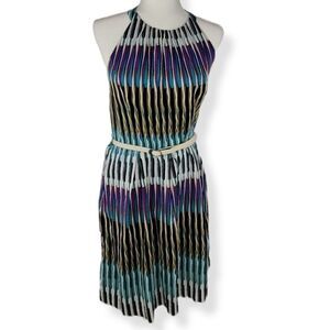 Jessica Howard Colorful Halter belted A line Dress Size 10